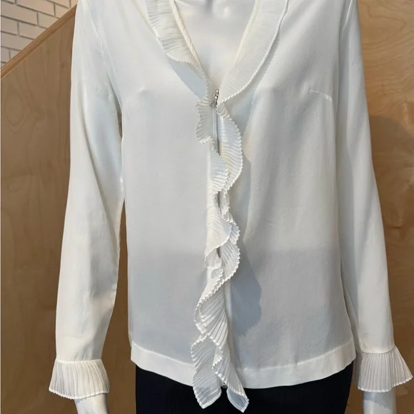 Sandro Ivory Ruffle Blouse - Picture 2 of 11